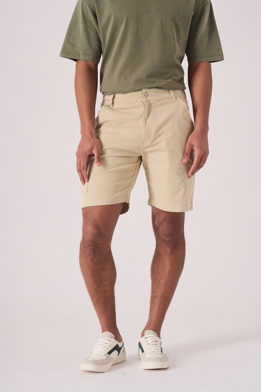 REGULAR CARGO SHORTS - BEIGE -  Men's Cargo Denim Shorts