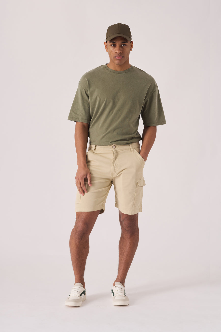 REGULAR CARGO SHORTS - BEIGE -  Men's Cargo Denim Shorts
