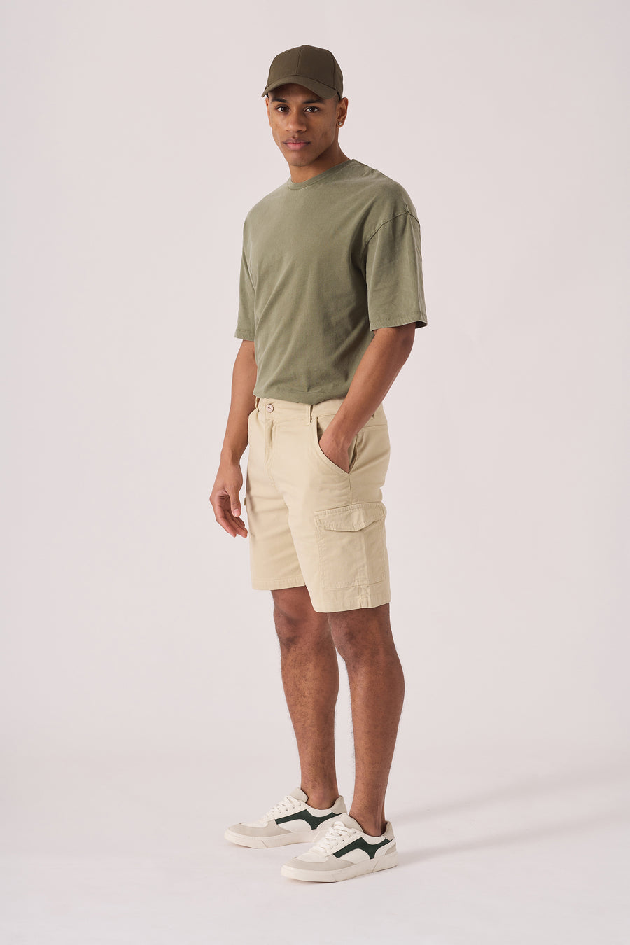 REGULAR CARGO SHORTS - BEIGE -  Men's Cargo Denim Shorts