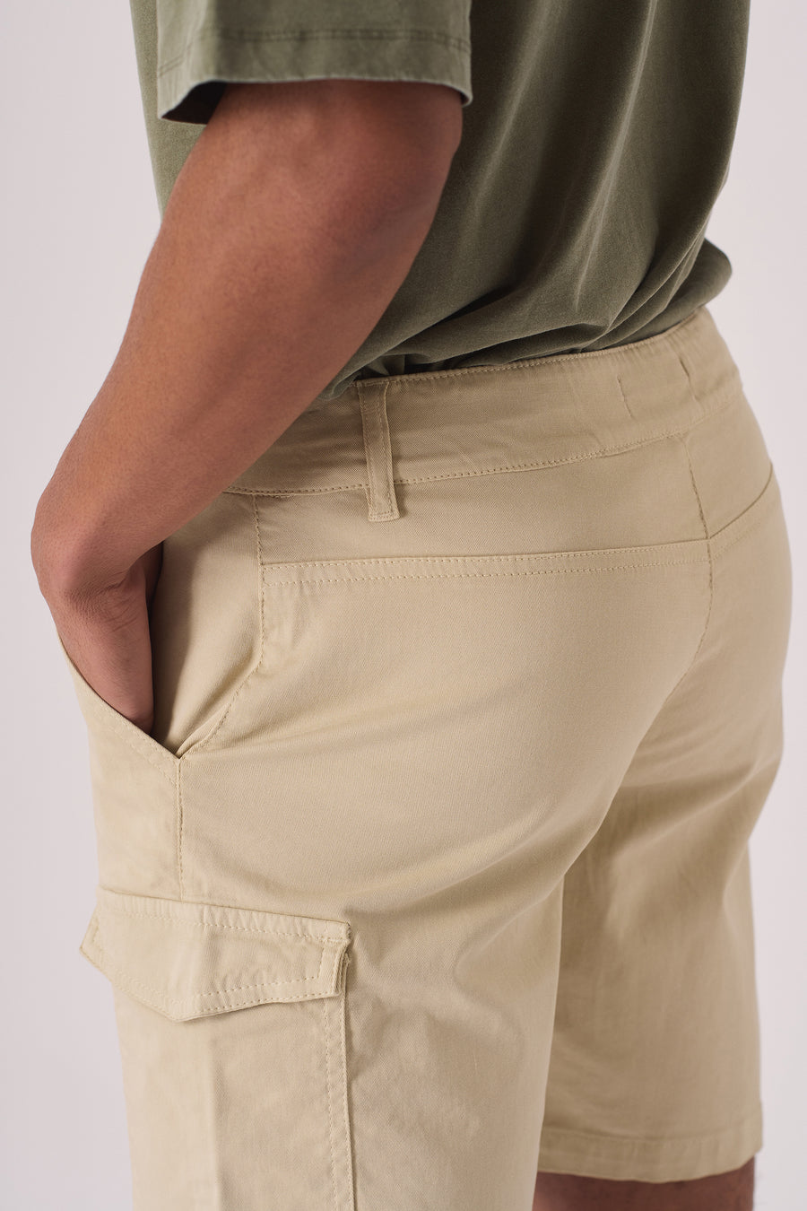 REGULAR CARGO SHORTS - BEIGE -  Men's Cargo Denim Shorts