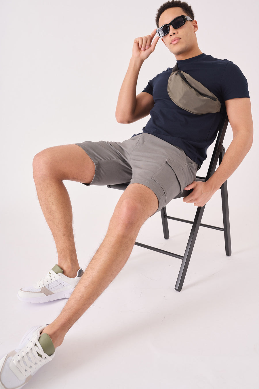 REGULAR CARGO SHORTS - GREY -  Men's Cargo Denim Shorts