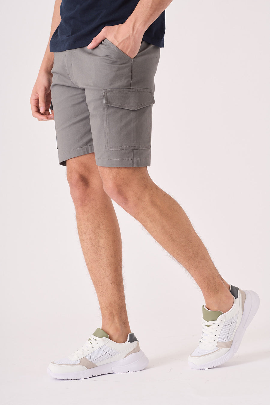 REGULAR CARGO SHORTS - GREY -  Men's Cargo Denim Shorts