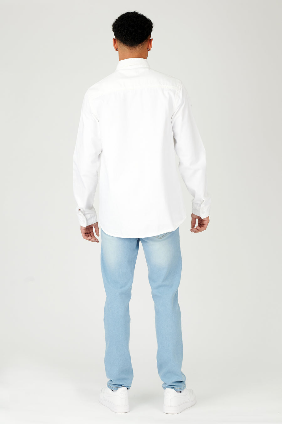 REGULAR FIT RIPPED DENIM SHIRT - WHITE -  Men's Denim Shirts