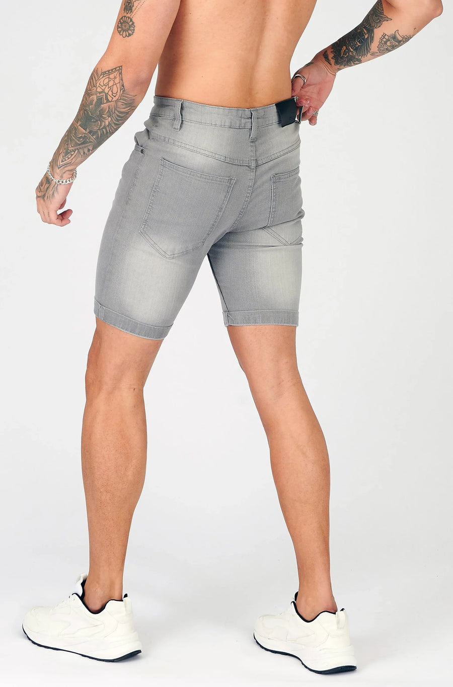 SKINNY DENIM SHORTS - GREY -  Men's Denim Shorts