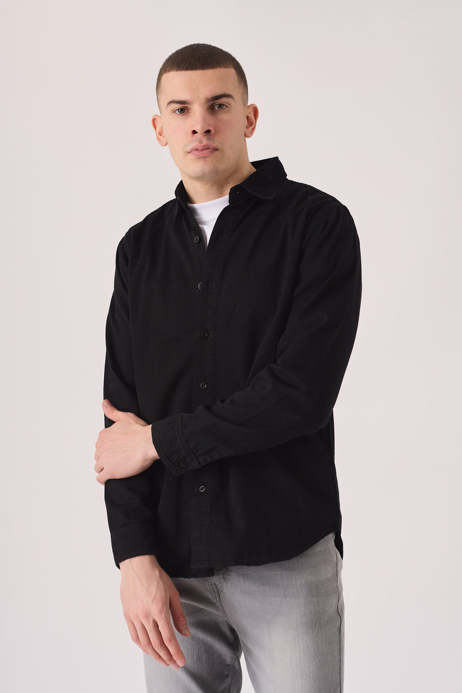 SLIM FIT DENIM SHIRT - BLACK -  Men's Denim Shirts