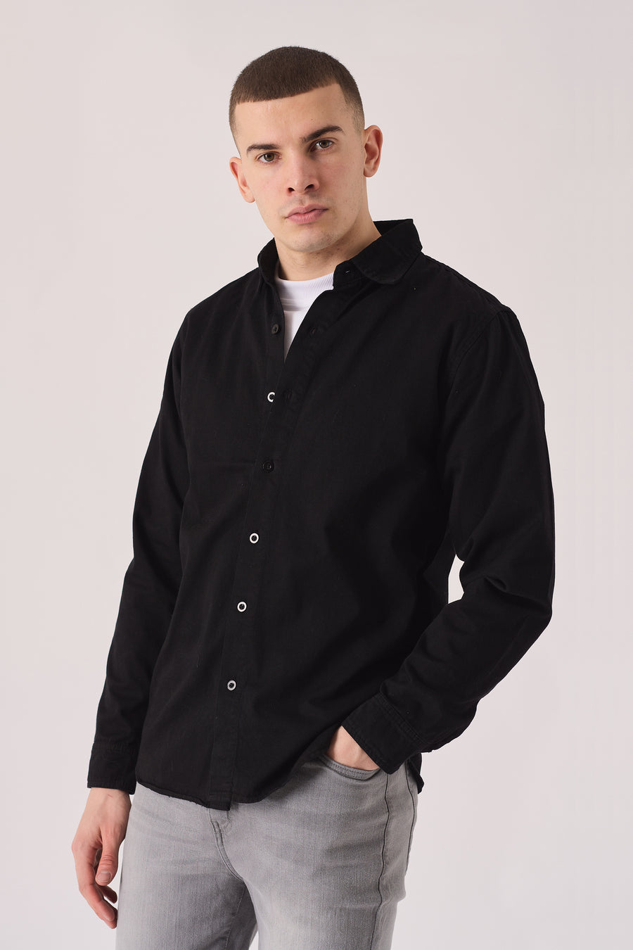 SLIM FIT DENIM SHIRT - BLACK -  Men's Denim Shirts
