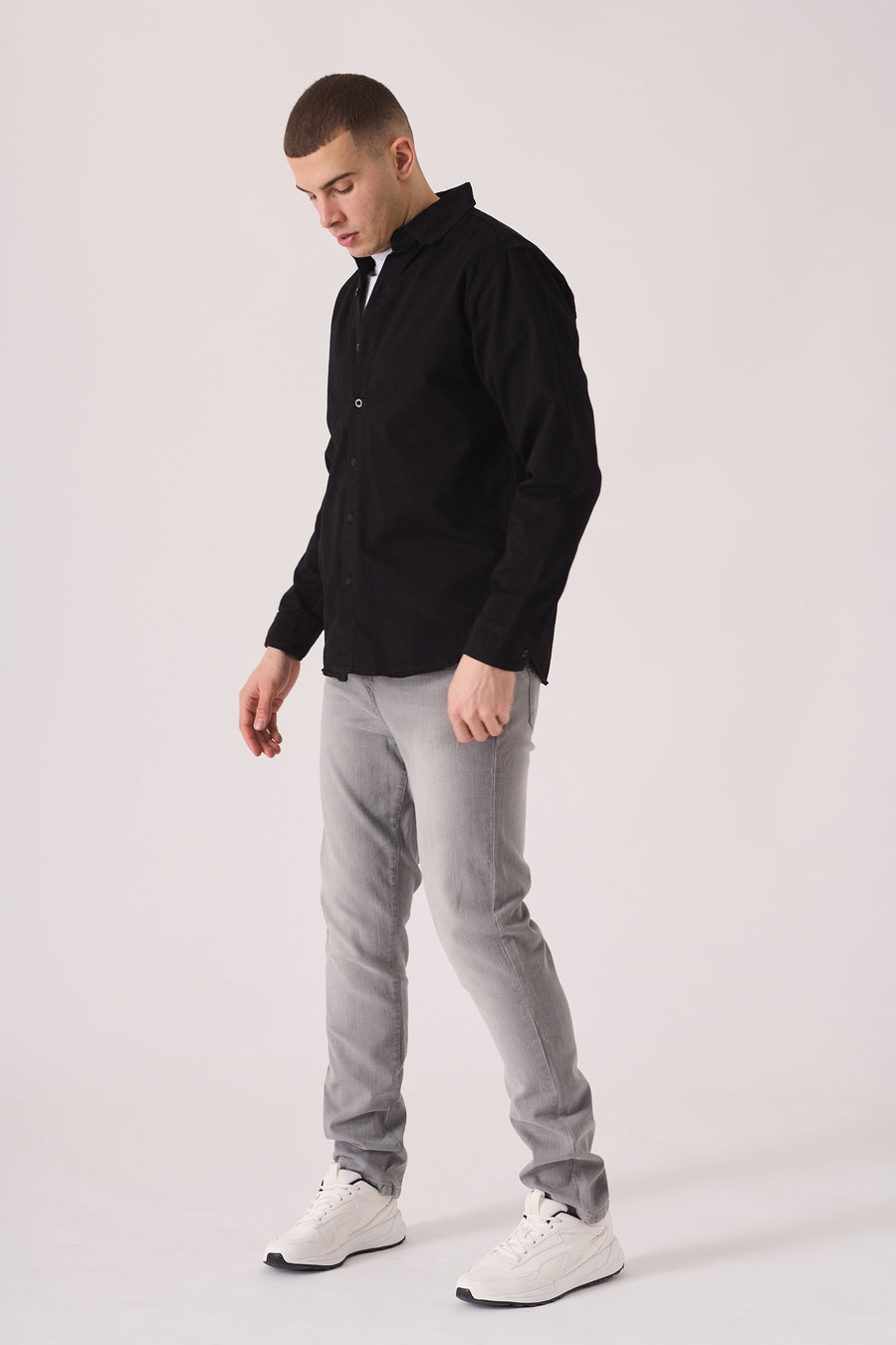 SLIM FIT DENIM SHIRT - BLACK -  Men's Denim Shirts