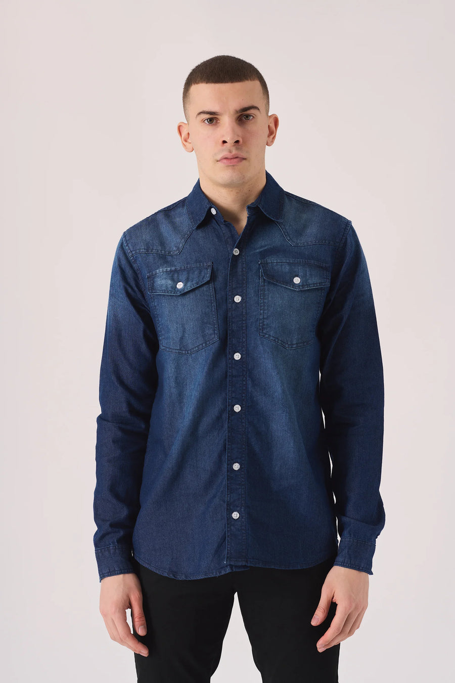 SLIM FIT DENIM SHIRT - INDIGO BLUE WASH -  Men's Denim Shirts