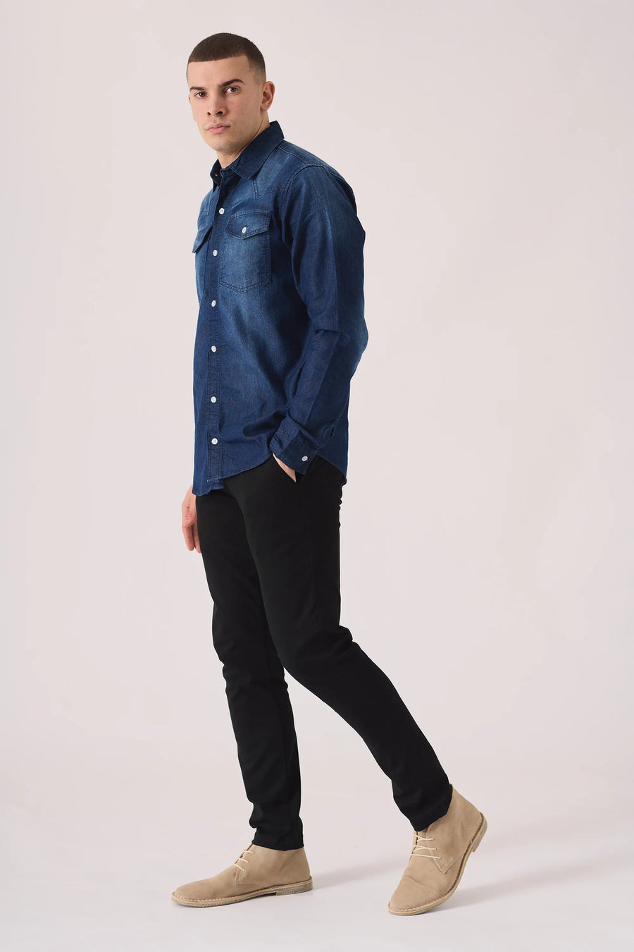 SLIM FIT DENIM SHIRT - INDIGO BLUE WASH -  Men's Denim Shirts