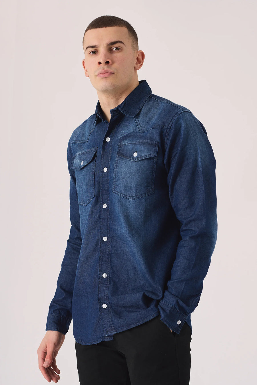 SLIM FIT DENIM SHIRT - INDIGO BLUE WASH -  Men's Denim Shirts