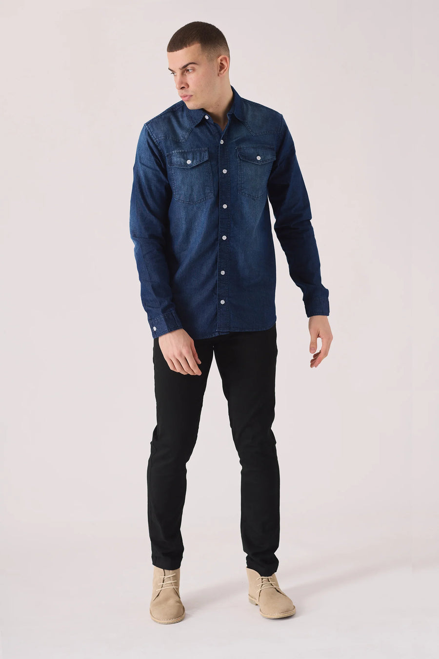 SLIM FIT DENIM SHIRT - INDIGO BLUE WASH -  Men's Denim Shirts