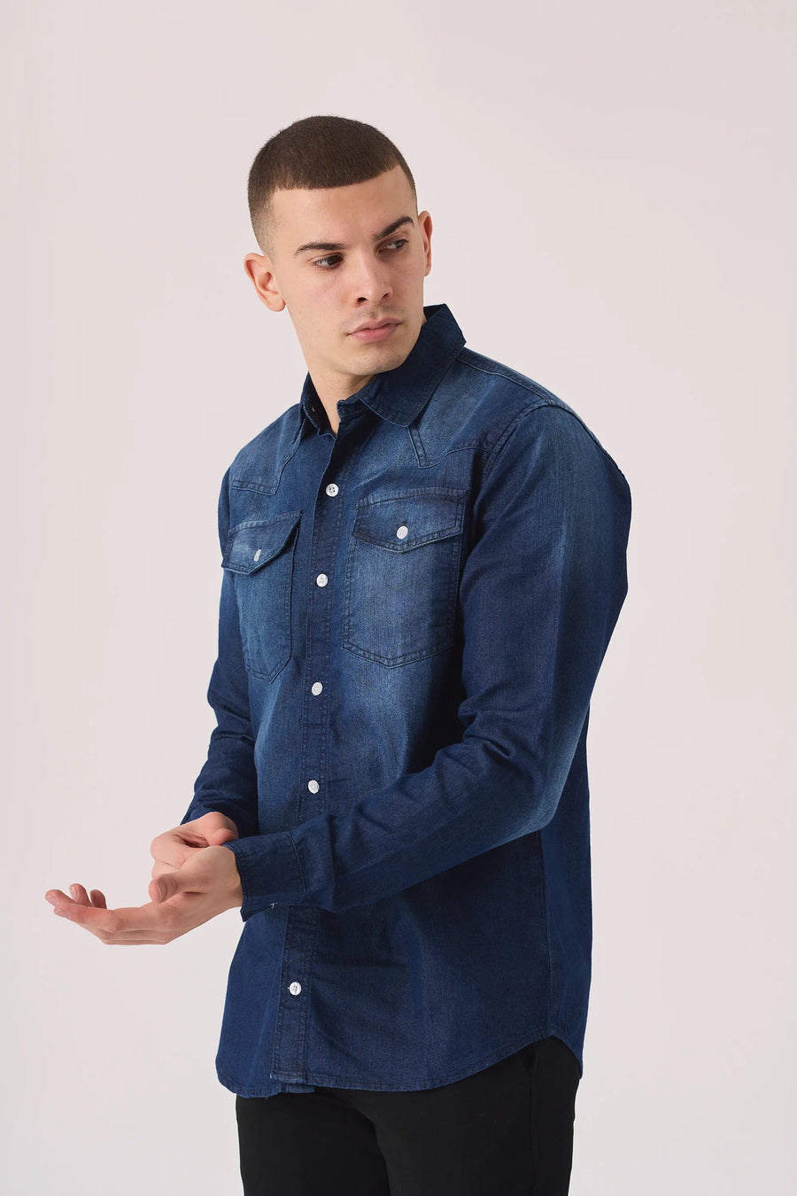 SLIM FIT DENIM SHIRT - INDIGO BLUE WASH -  Men's Denim Shirts
