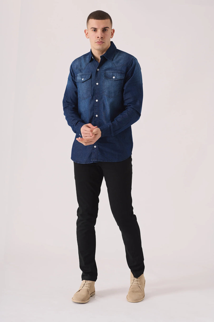 SLIM FIT DENIM SHIRT - INDIGO BLUE WASH -  Men's Denim Shirts