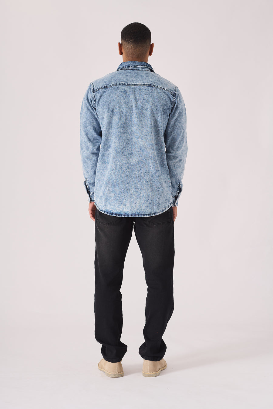 SLIM FIT DENIM SHIRT - LIGHT BLUE ACID WASH -  Men's Denim Shirts