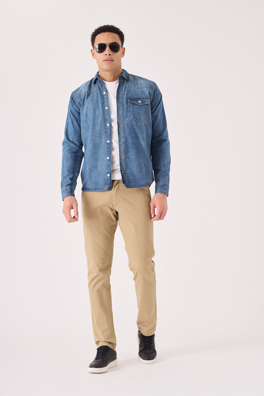 SLIM FIT DENIM SHIRT - MID BLUE WASH -  Men's Denim Shirts
