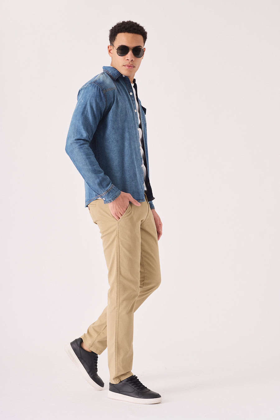 SLIM FIT DENIM SHIRT - MID BLUE WASH -  Men's Denim Shirts