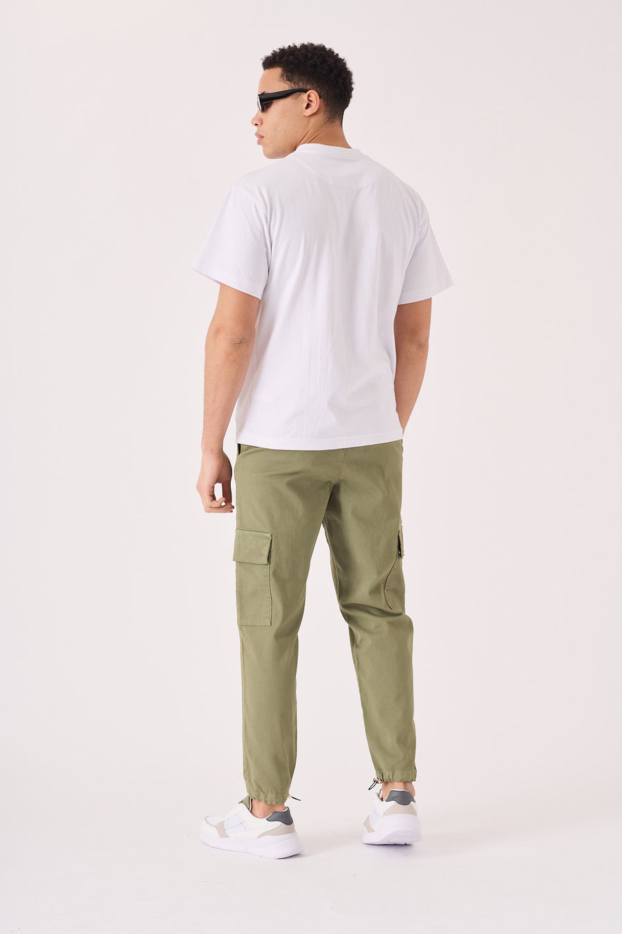 SLIM STRETCH CARGO TROUSERS - OLIVE GREEN -  Men's Cargo Trouser