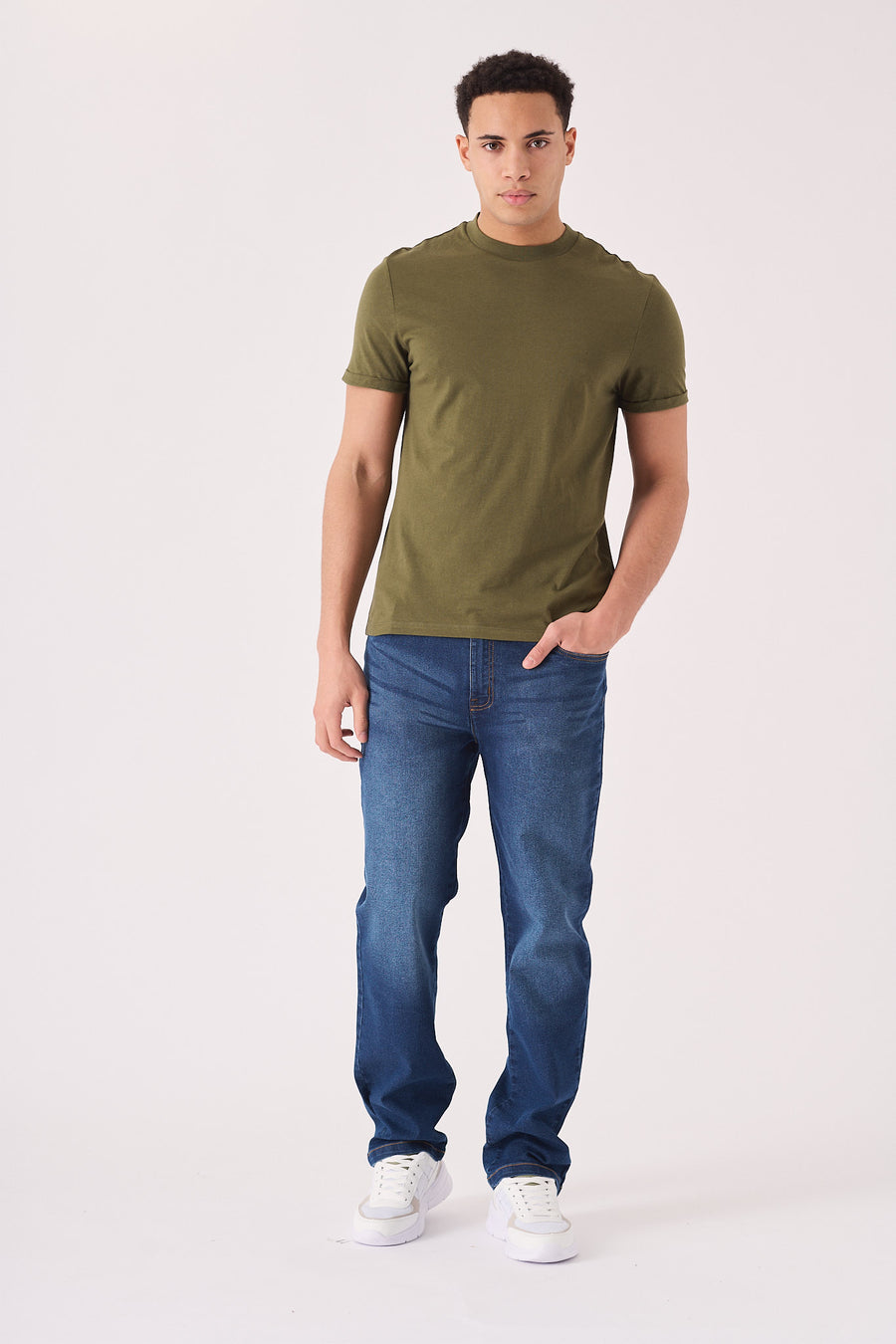 STRAIGHT LEG JEANS - MID BLUE -  Men's Straight Leg Jeans