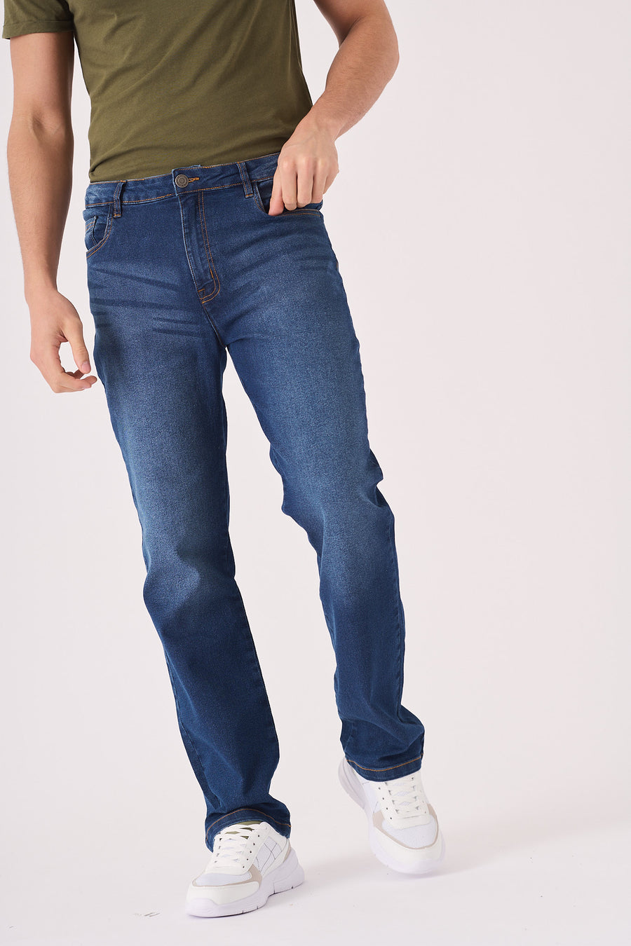 STRAIGHT LEG JEANS - MID BLUE -  Men's Straight Leg Jeans