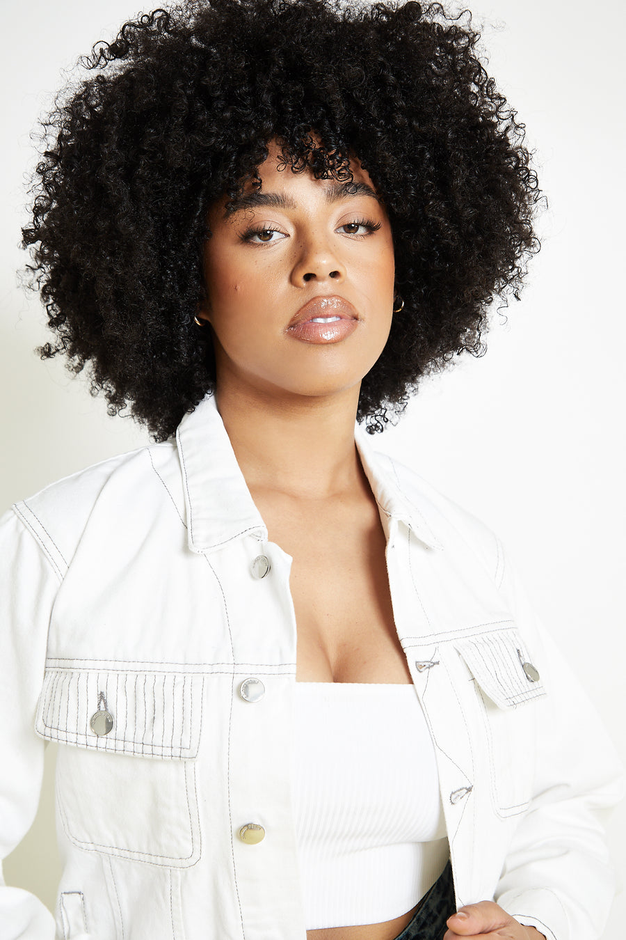 TRUCKER DENIM JACKET - WHITE -  Women's Denim Jackets