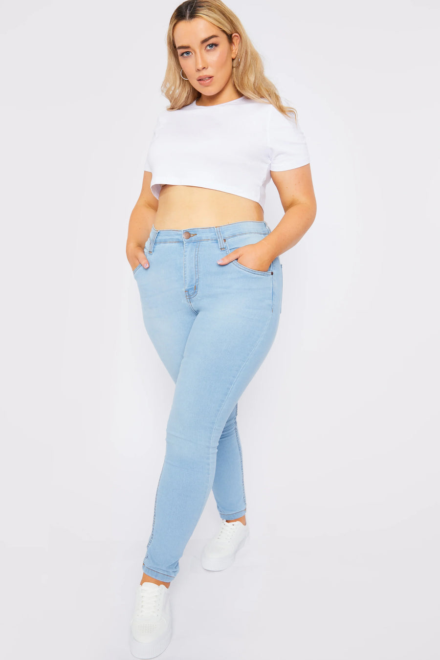 Taffy Stretch Denim High Rise Plus Size Skinny Jeans - Light Blue -  Women's Skinny Jeans