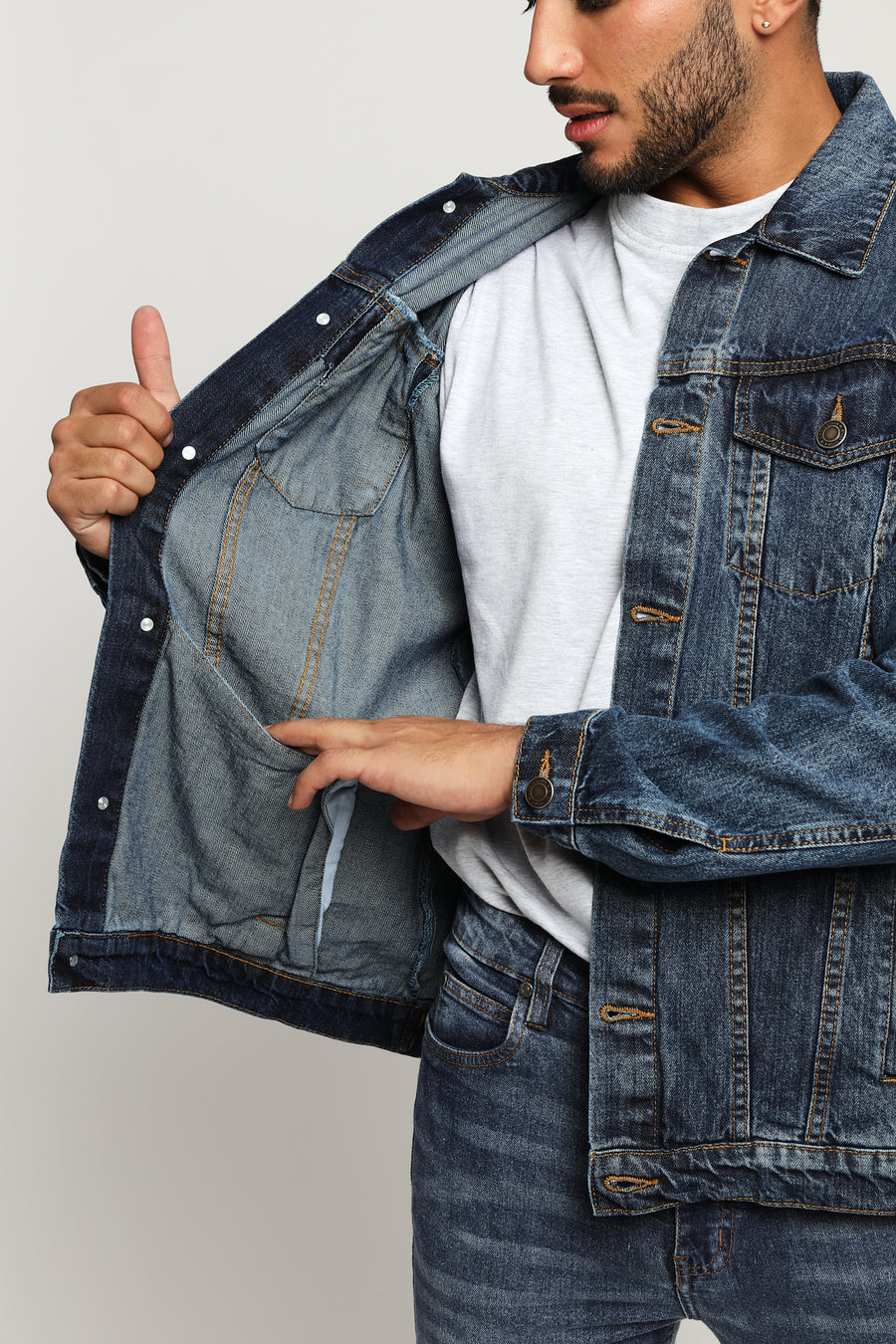 WESTERN DENIM JACKET - MID BLUE WASH -  Men's Denim Jackets