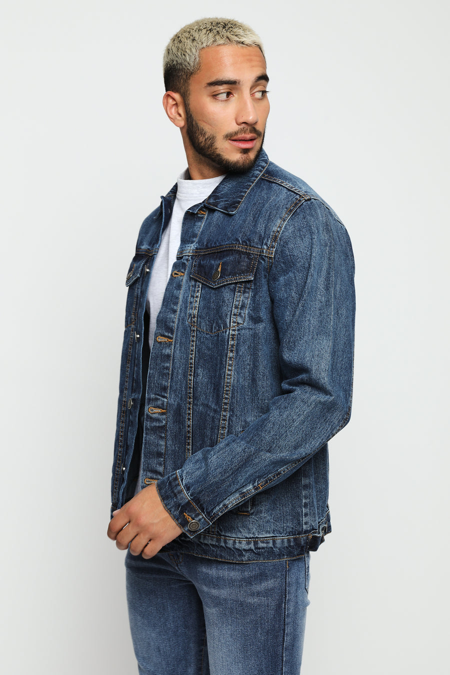 WESTERN DENIM JACKET - MID BLUE WASH -  Men's Denim Jackets