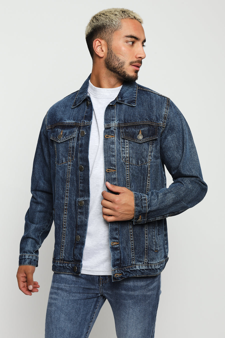 WESTERN DENIM JACKET - MID BLUE WASH -  Men's Denim Jackets