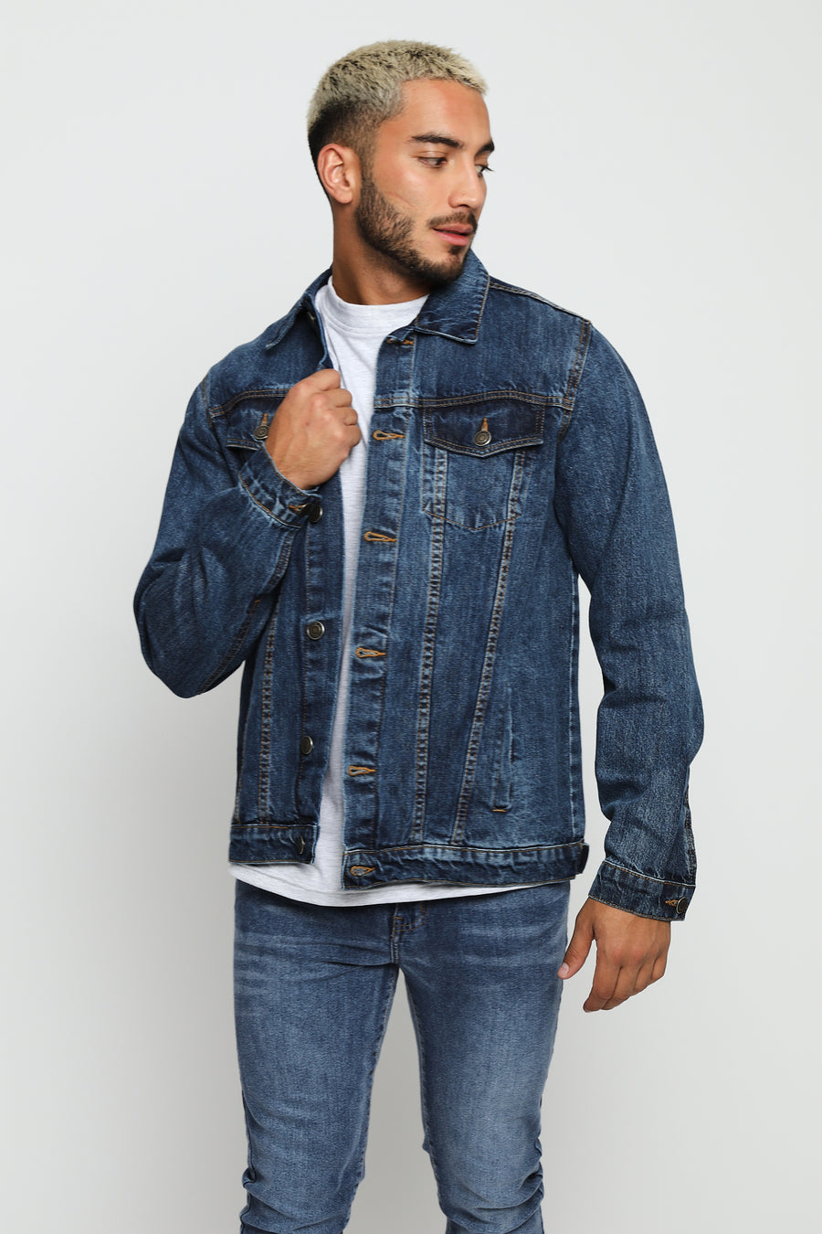 WESTERN DENIM JACKET - MID BLUE WASH -  Men's Denim Jackets