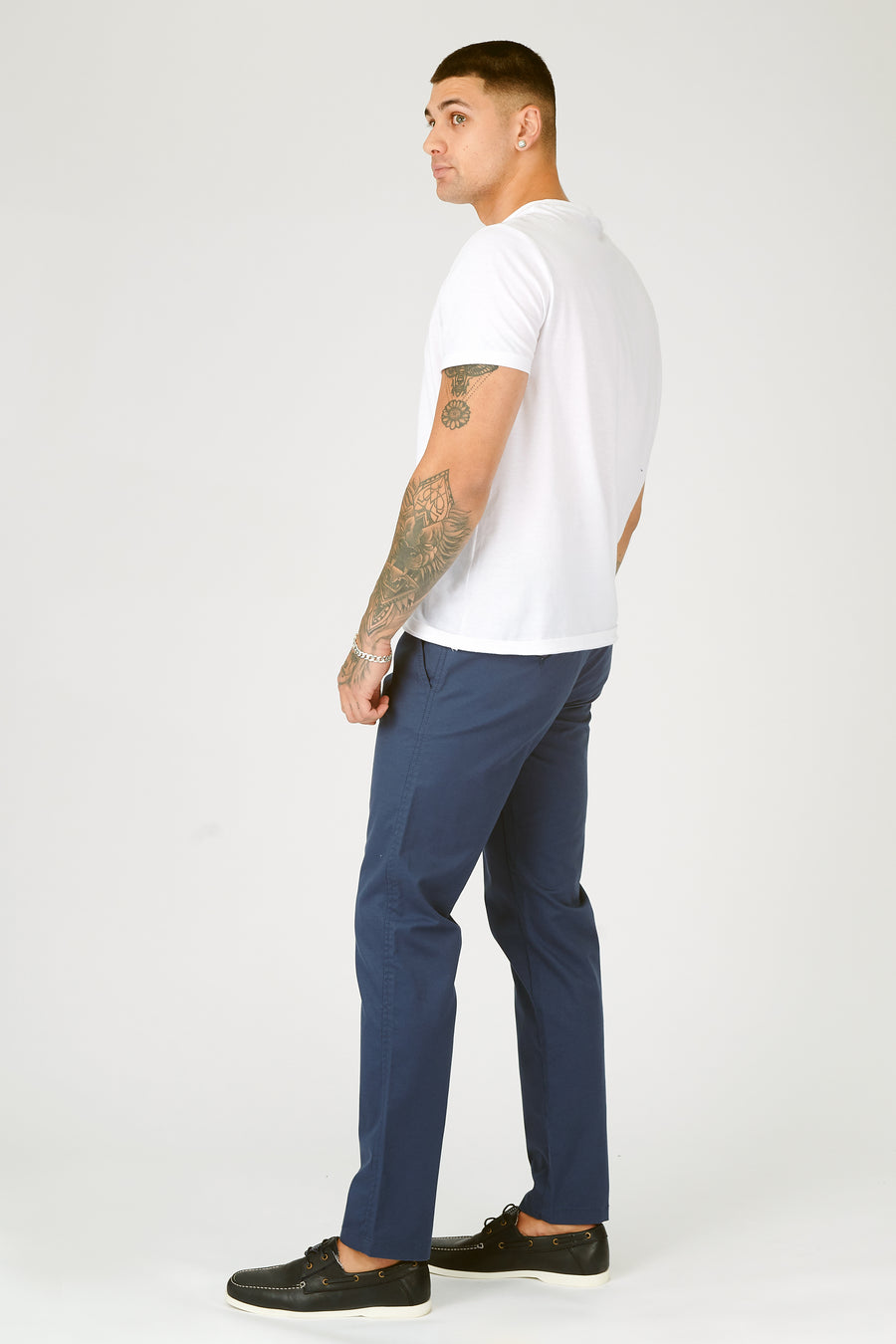 WESTON Stretch Slim Fit Chino Pants - Navy -  Men's Chino Trousers
