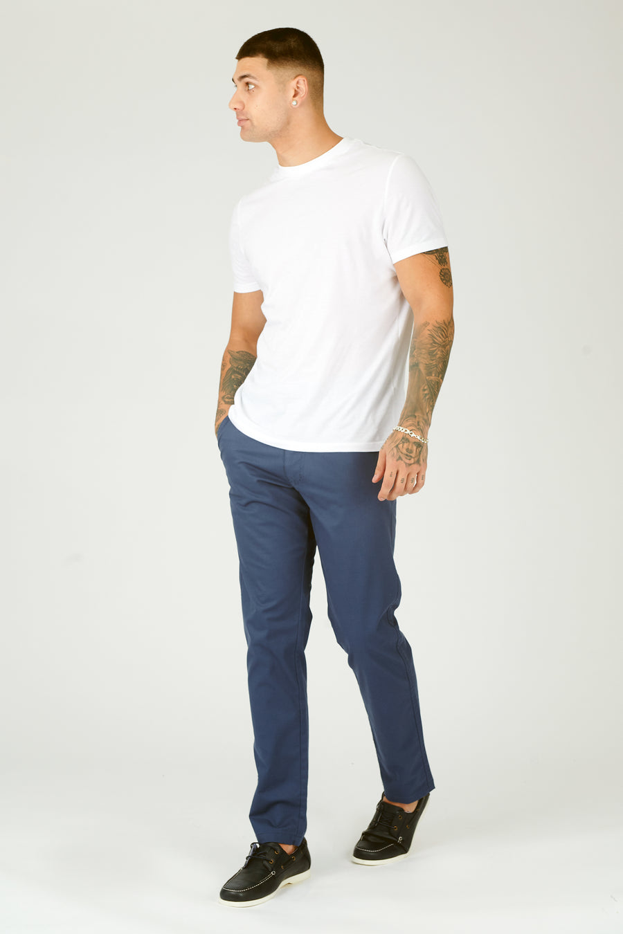 WESTON Stretch Slim Fit Chino Pants - Navy -  Men's Chino Trousers