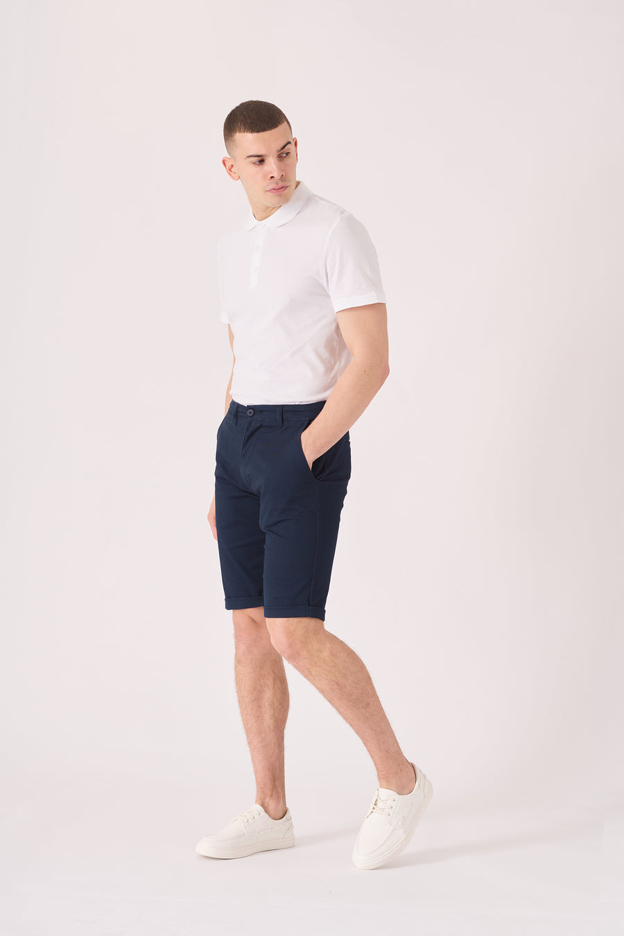 WESTON Stretch Slim Fit Chino Shorts - Dark Navy Blue -  Men's Chino Shorts