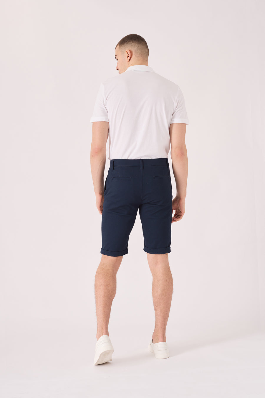 WESTON Stretch Slim Fit Chino Shorts - Dark Navy Blue -  Men's Chino Shorts