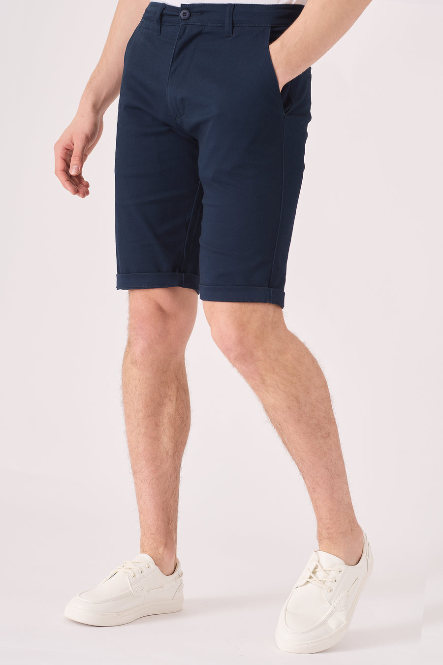 WESTON Stretch Slim Fit Chino Shorts - Dark Navy Blue -  Men's Chino Shorts
