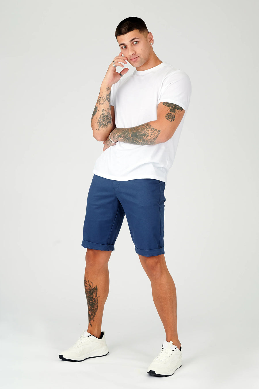 WESTON Stretch Slim Fit Chino Shorts - Navy -  Men's Chino Shorts