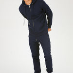 ZIP UP HOODIE - NAVY BLUE -  Men's Loungewear Hoodies