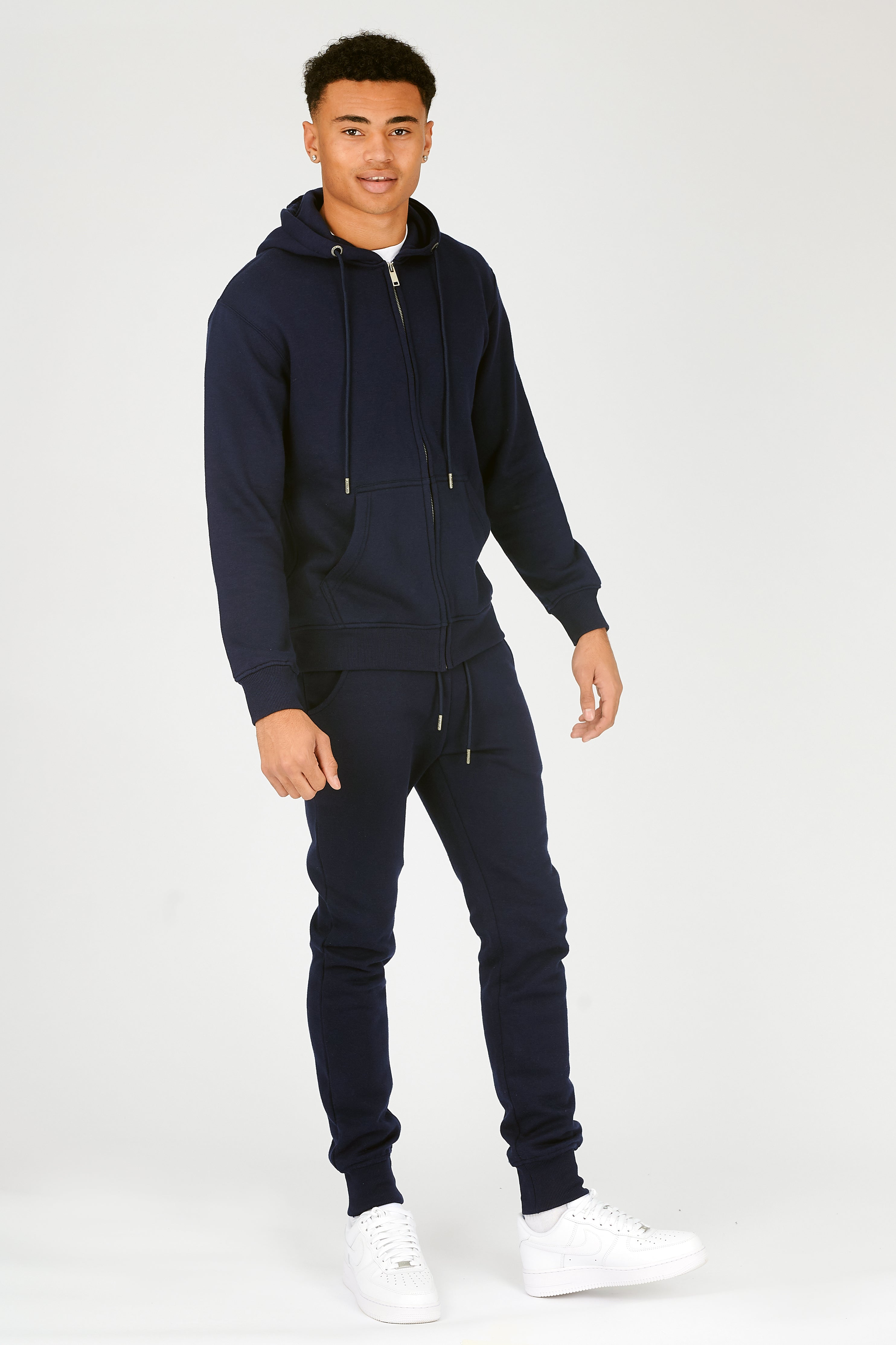 ZIP UP HOODIE - NAVY BLUE -  Men's Loungewear Hoodies