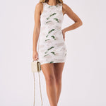 ABSTRACT PRINTED RACER DRESS - GREEN - JMOJO - Women's Athleisure Dress