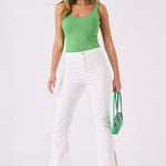 ALBA White Denim Split Flare Jeans - White - JMOJO - Women's Flare Jeans