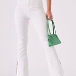 ALBA White Denim Split Flare Jeans - White - JMOJO - Women's Flare Jeans