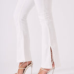 ALBA White Denim Split Flare Jeans - White - JMOJO - Women's Flare Jeans