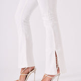 ALBA White Denim Split Flare Jeans - White - JMOJO - Women's Flare Jeans