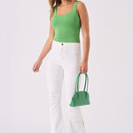 ALBA White Denim Split Flare Jeans - White - JMOJO - Women's Flare Jeans