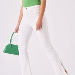 ALBA White Denim Split Flare Jeans - White - JMOJO - Women's Flare Jeans