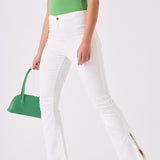 ALBA White Denim Split Flare Jeans - White - JMOJO - Women's Flare Jeans