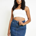 Amaya High Waisted Mini Denim Skirt – Mid Blue - JMOJO - Women's Denim Skirts