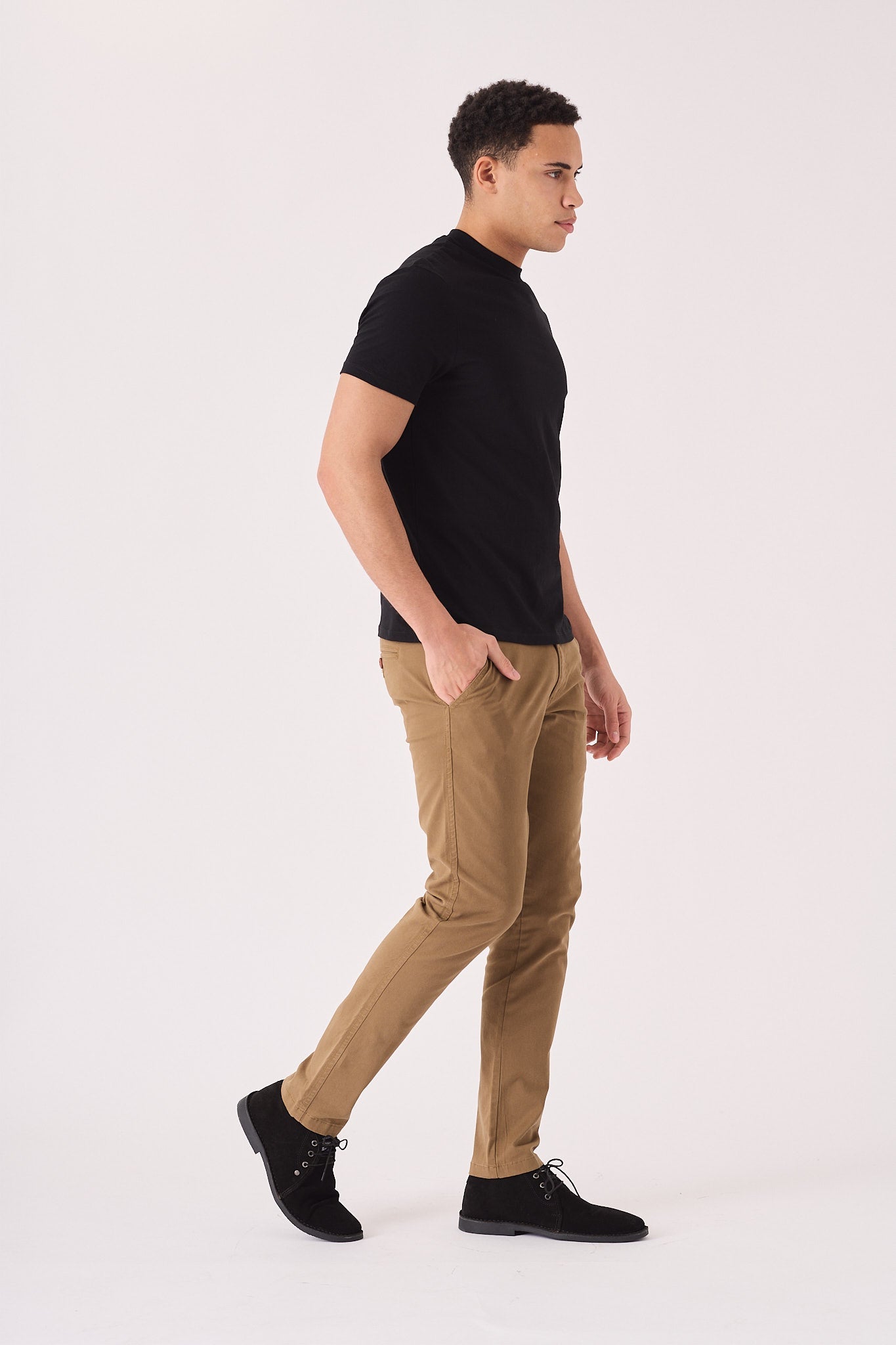 ASHFORD Stretch Slim Fit Chino Pants - Light Brown - JMOJO - Men's Chino Trousers