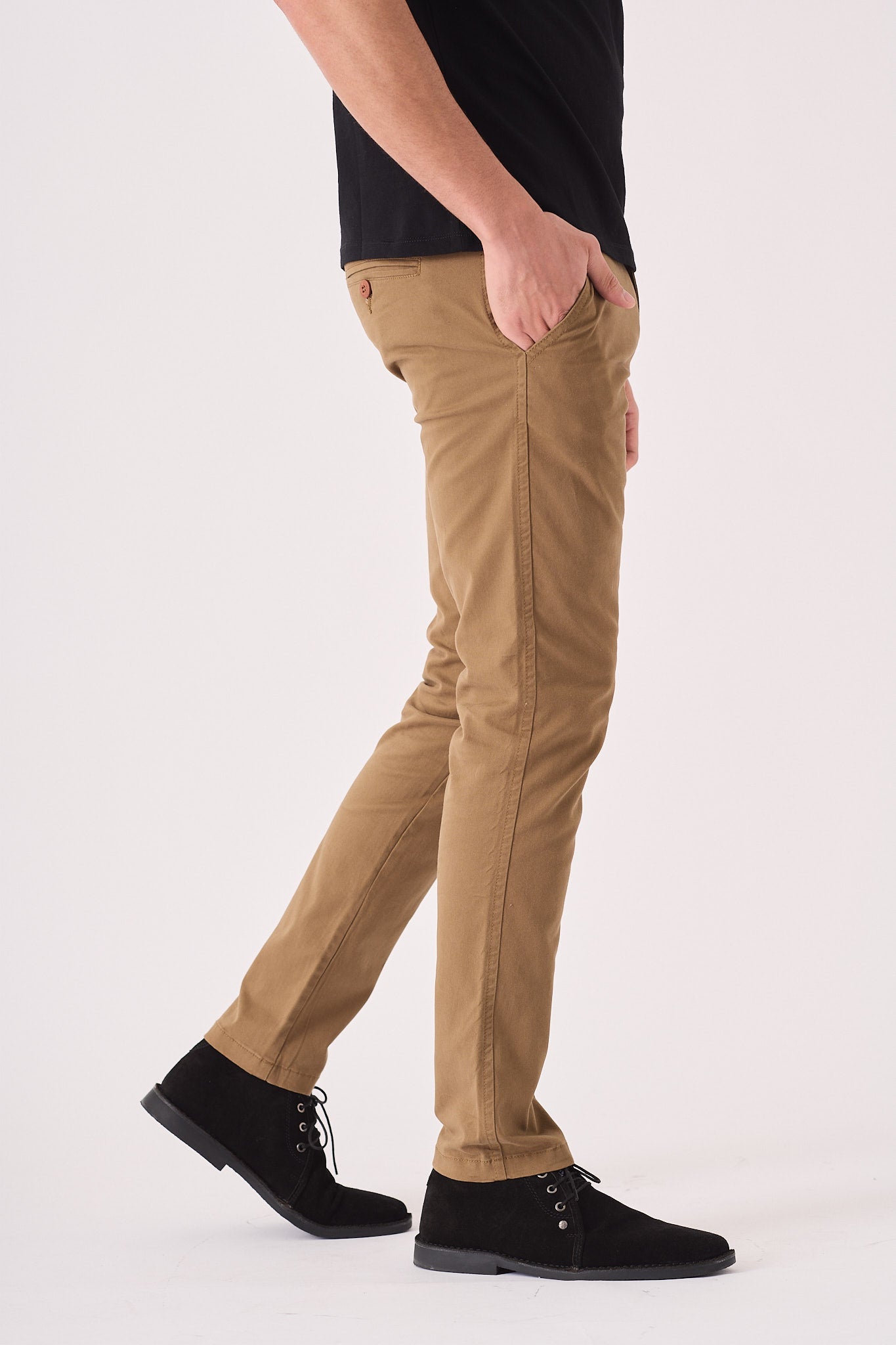 ASHFORD Stretch Slim Fit Chino Pants - Light Brown - JMOJO - Men's Chino Trousers