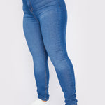 Asminah Plus Size High Rise Stretch Skinny Jeans - Mid Blue - JMOJO - Women's Skinny Jeans