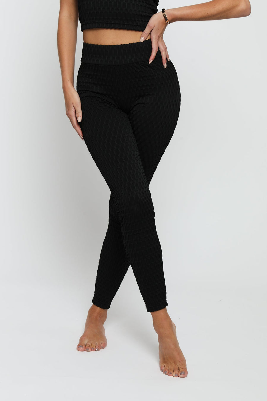 Aura Bubble Effect Legging – Black - JMOJO - Women's Athleisure Leggings